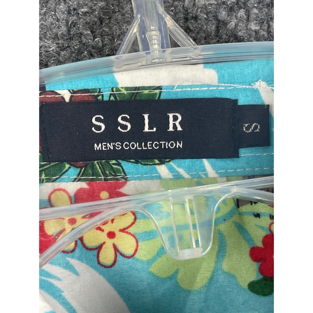 SSLR‎ Button Down Shirt Mens S Blue Excellent Surfing Santa Christmas Tropical - Picture 8 of 12